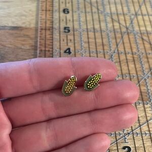 Gold and Green Corn Earrings